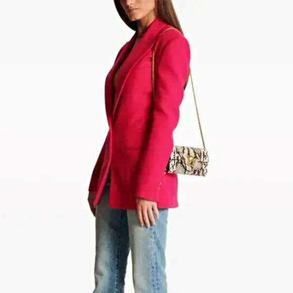 Balmain B-Buzz Snakeskin-Embossed Leather Gold Chain Clutch Wallet (MSRP $1,095) - Picture 2 of 16